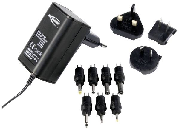Ansmann 1209-0000 Steckernetzteil, einstellbar 3 V/DC, 4.5 V/DC, 5 V/DC, 6 V/DC, 7.5 V/DC, 9 V/DC, 12 V/DC 600 mA 7.2 W