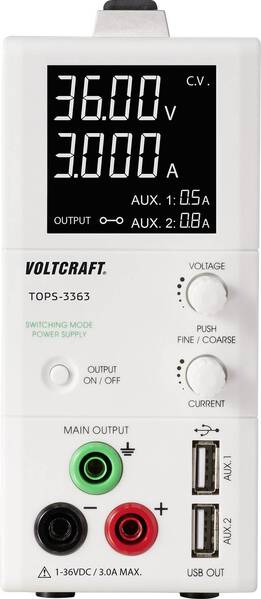 VOLTCRAFT TOPS-3363 Labornetzgerät, einstellbar 1 - 36 V/DC 0.25 - 3 A 100 W schmale Bauform Anzahl Ausgänge 3 x