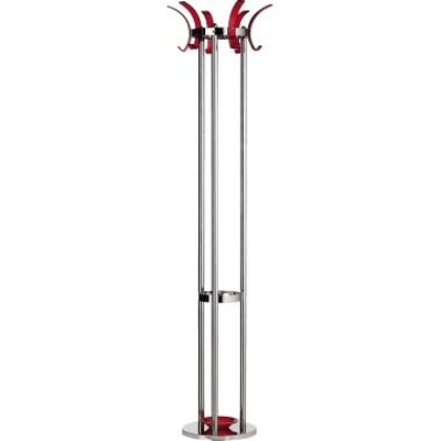 ALCO - Garderobenständer 2872-12 174cm Metall verchromt Haken rot