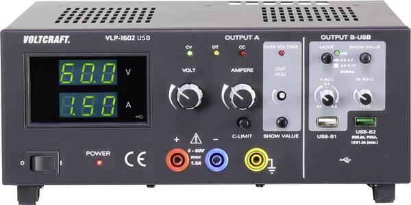 VOLTCRAFT VLP-1602 USB Labornetzgerät, einstellbar 0 - 60 V 0.01 - 1.5 A 123 W OVP Anzahl Ausgänge 3 x