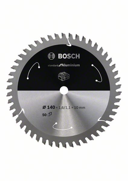BOSCH Akku-Kreissägeblatt Standard for Aluminium, 140 x 1,6/1,1 x 10, 50 Zähne