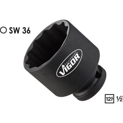 VIGOR® - Kraft-Steckschlüssel-Einsatz, kurz, Doppel-Sechskant V4478 Antrieb 1/2", SW36