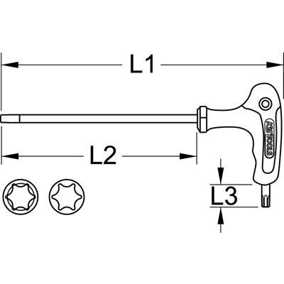 KSTOOLS® - T-Griff-Winkelstiftschlüssel Torx Kugelkopf,T40