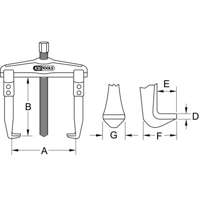 KSTOOLS® - Universal-Abzieher 2-armig, verlängerte Haken, 110-520x300mm