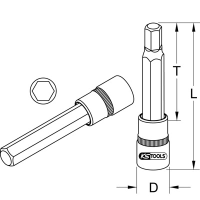 KSTOOLS® - BRONZEplus Bit-Stecknuss Innensechskant 1/2" lang 8 x 120mm