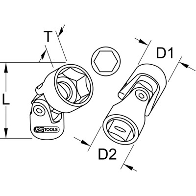 KSTOOLS® - 3/8" Sechskant-Stecknuss mit Gelenk, 11mm