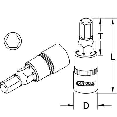 KSTOOLS® - 1/4" CHROME Bit-Stecknuss Innensechskant, 2mm