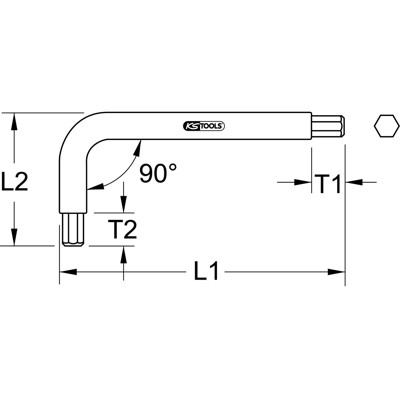 KSTOOLS® - TITANplus Winkelstiftschlüssel Innensechskant,3mm, 63mm lang
