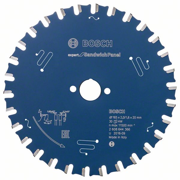 BOSCH Kreissägeblatt Expert for Sandwich Panel, 165 x 20 x 2,0 mm, 30