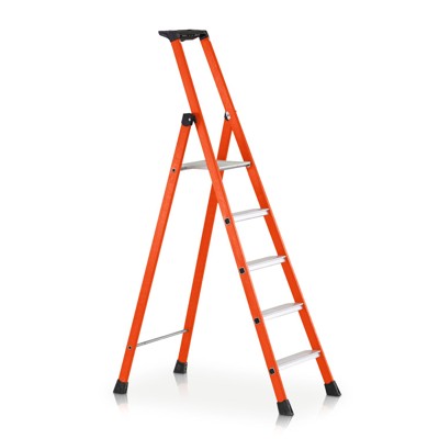 ZARGES - Stehleiter 5 Stufen, GFK, einseitig begehbar, H 1.900mm, B 470mm