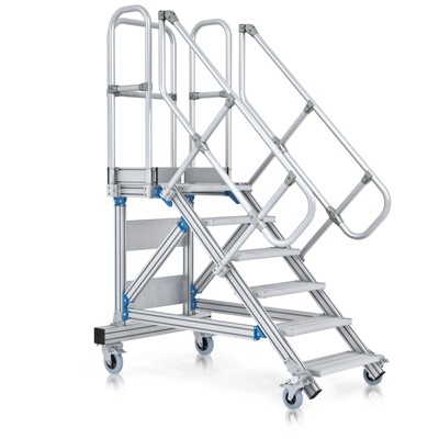 ZARGES - Treppe 13 Stufen, 45°, Stufenbreite 600mm, beidseitiger Handlauf