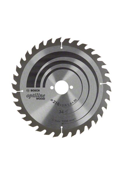BOSCH Kreissägeblatt Optiline Wood, 216 x 30 x 2,6/1,6, 34