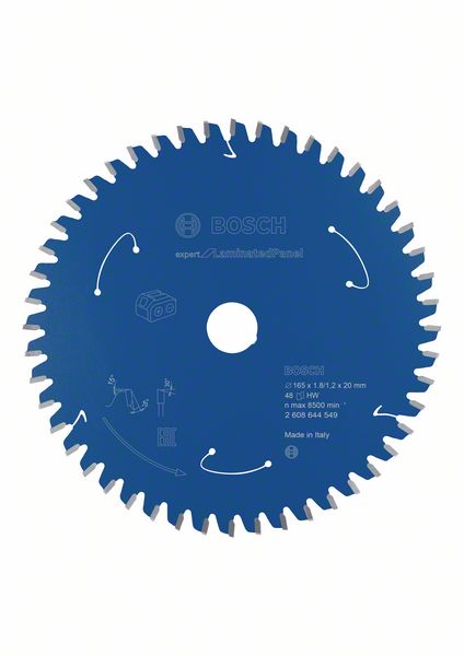 BOSCH Akku-Kreissägeblatt Expert for Laminated Panel, 165 x 1,8/1,2 x 20, 48 Zähne