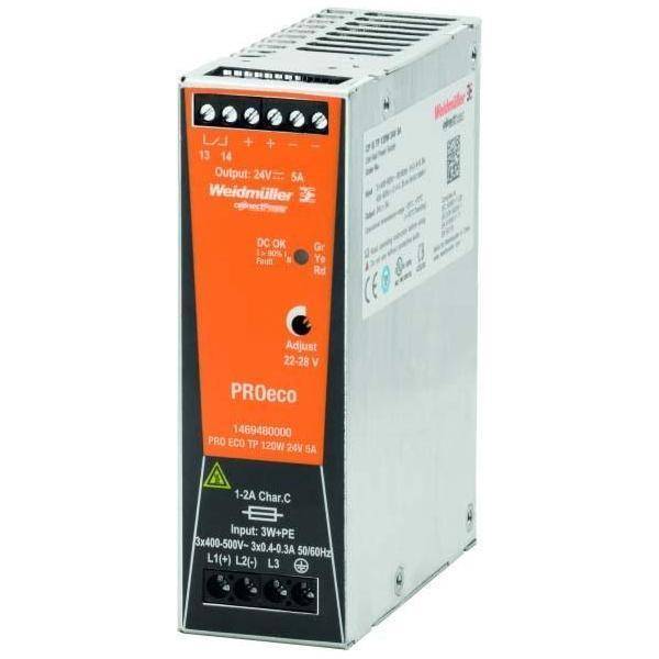 Weidmüller PRO ECO 120W 24V 5A Hutschienen-Netzteil (DIN-Rail) 24 V/DC 5 A 120 W Anzahl Ausgänge:1 x Inhalt 1 St.