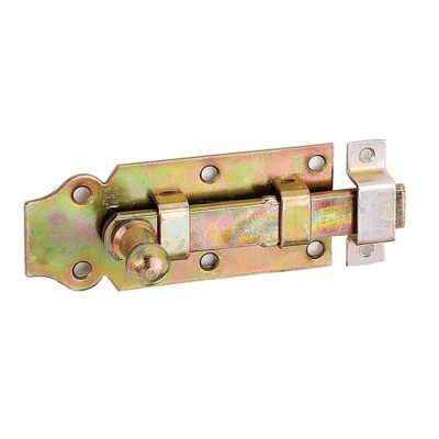 Alberts - Türriegel, mit Knopf, gerade, mit Schlaufe, gelb verzinkt,Platte LxB100x44 mm