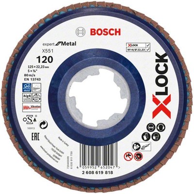 Bosch - X-LOCK-Fächerschleifscheibe X551, Expert for Metal, K: 120, 125 mm (2608619818)