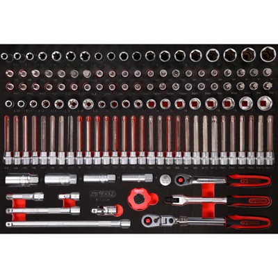 KSTOOLS® - 3/8" Steckschlüssel-Satz in Schaumstoffeinlage, 124-teilig