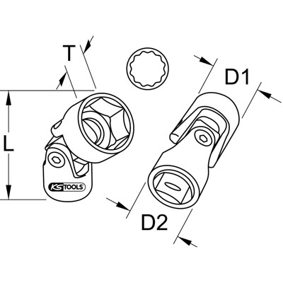 KSTOOLS® - 3/8" 12-kant-Stecknuss mit Gelenk für Getriebe, 18mm
