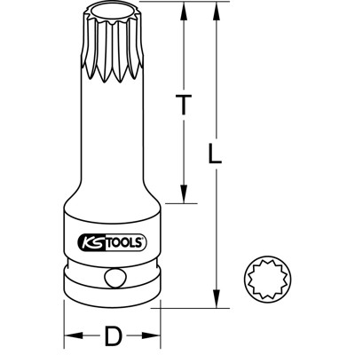 KSTOOLS® - 1/2" Kraft-Bit-Stecknuss XZN,lang,M14