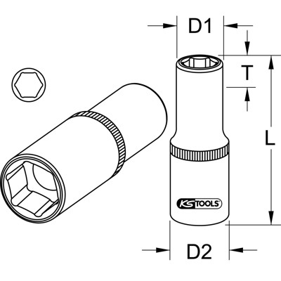 KSTOOLS® - 3/4" Sechskant-Stecknuss, lang, 21mm