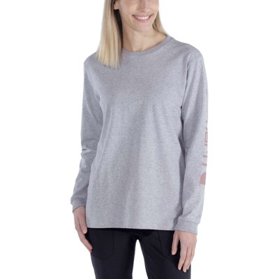 carhartt® - Damen Langarmshirt WORKWEAR LOGO L/S T-SHIRT, heather grey, Größe XL