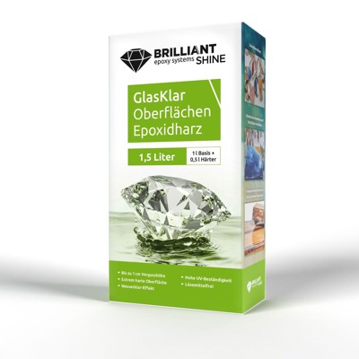 BrilliantShine - Epoxy Systems- GlasKlar Oberflächen Epoxidharz, 1,5 l