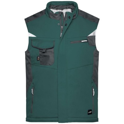James & Nicholson - Workwear Winter Softshell Weste JN825, dunkelgrün/schwarz, Größe M