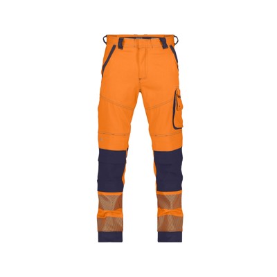 Dassy® - HIVIS FULL FLEX Aruba Stretch-Warnschutzbundhose mit Kniepolstertaschen, neonorange/dunkelblau, Größe 58