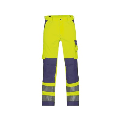 Dassy® - Buffalo Warnschutzhose mit Kniepolstertaschen, neongelb/dunkelblau, Schrittlänge Minus, Größe 52
