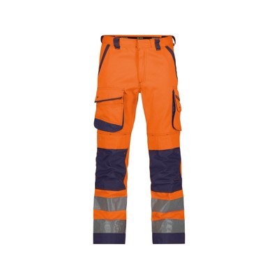 Dassy® - Chicago Warnschutzhose mit Kniepolstertaschen, neonorange/dunkelblau, Schrittlänge Minus, Größe 50