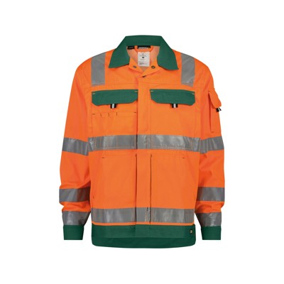 Dassy® - Dusseldorf Warnschutz Arbeitsjacke, neonorange/flaschengrün, Größe 3XL