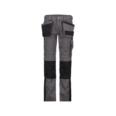 Dassy® - Seattle Women Zweifarbige Arbeitshose mit Holstertaschen & Kniepolstertaschen für Damen, zementgrau/schwarz, Schrittlänge Standard, Größe 44