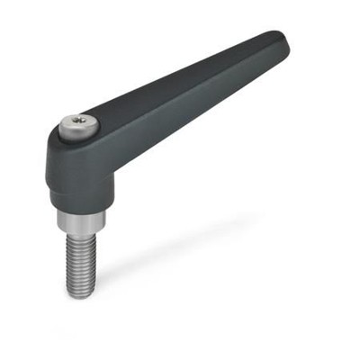 Ganter Norm® - 101.1-18-M6-63-SW Verstellbare Klemmhebel, Zink-Druckguss, Schraube Edelstahl