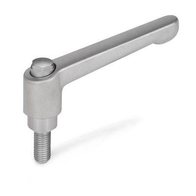 Ganter Norm® - 300.5-45-M4-25-AS Verstellbare Edelstahl-Klemmhebel, mit Schraube, matt gestrahlt