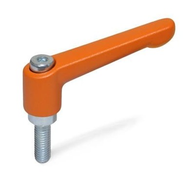 Ganter Norm® - 300.2-45-M4-25-OS Verstellbare Klemmhebel, Zink-Druckguss, Schraube Stahl verzinkt