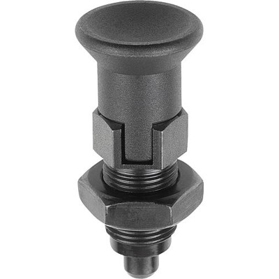 KIPP - ARRETIERBOLZEN PREMIUM MIT ZYL. ARRETIERSTIFT GR.2 D1=M12X1,5, D=6, FORM:D MIT RASTNUT MIT KONTERMUTTER,