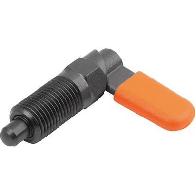 KIPP - SPERRRIEGEL MIT SECHSKANT, D=8, M16, SW1=16, FORM:C, MIT KAPPE, OHNE MUTTER, STAHL BRÜNIERT, KOMP:THERMOPLAST ORANGE