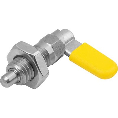 KIPP - SPERRRIEGEL MIT SECHSKANT, D=10, M16X1,5, SW1=16, FORM:D, MIT KAPPE, MIT MUTTER, EDELSTAHL BLANK,