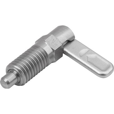 KIPP - SPERRRIEGEL MIT ANSCHLAG, RECHTS, D=5, M10, FORM:A MIT GEWINDEHÜLSE, EDELSTAHL BLANK