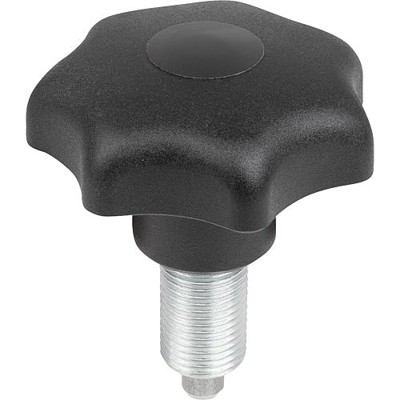 KIPP - ARRETIER- UND SPANNGRIFF GR.4 D2=63, M16, L=74, L1=26, D=8, AUTOM.STAHL VERZINKT, KOMP:THERMOPLAST SCHWARZ