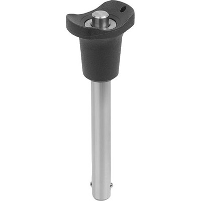 KIPP - KUGELSPERRBOLZEN MIT PILZGRIFF, D1=16, L=50, L1=13,1, L5=63,1, EDELSTAHL, KOMP:THERMOPLAST SCHWARZGRAU RAL7021