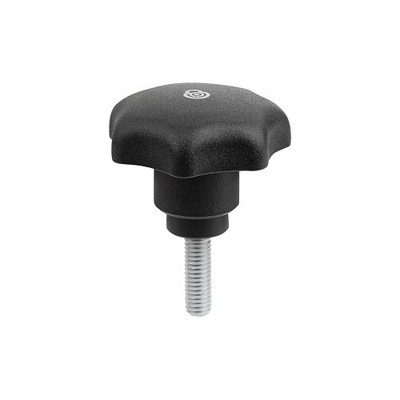 KIPP - STERNGRIFF MIT SICHERHEITSFUNKTION GR.3 D=M08X20 D1=50, THERMOPLAST SCHWARZ RAL9005, KOMP:STAHL