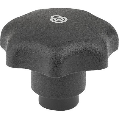 KIPP - STERNGRIFF MIT SICHERHEITSFUNKTION GR.3 D=M08 D1=50, THERMOPLAST SCHWARZ RAL9005, KOMP:STAHL