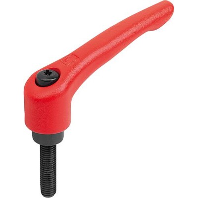 KIPP - KLEMMHEBEL GR.2 M06X15, STAHL ROT RAL3020 STRUKTURMATT, KOMP:STAHL BRÜNIERT