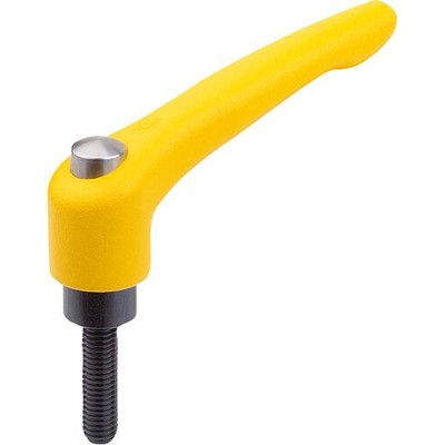 KIPP - KLEMMHEBEL MIT SCHUTZKAPPE GR.3 M10X30, ZINK GELB RAL1021 STRUKTURMATT, KOMP:STAHL BRÜNIERT