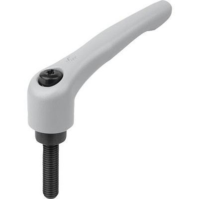 KIPP - KLEMMHEBEL GR.3 M10X35, ZINK GRAU RAL7040 STRUKTURMATT, KOMP:STAHL BRÜNIERT