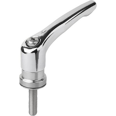KIPP - KLEMMHEBEL MIT SPANNKRAFTVERSTÄRKER GR.2 M08X30, ZINK SILBER HOCHGLANZVERCHROMT, KOMP:EDELSTAHL BLANK