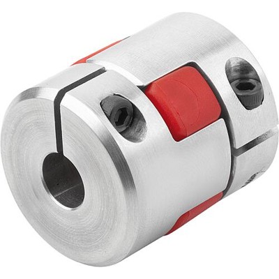 KIPP - ELASTOMER-KLAUENKUPPLUNG MIT RADIALER KLEMMNABE GR.9, D1=6, D2=6, L=30, ALUMINIUM, KOMP:POLYURETHAN, GELB, D4=20