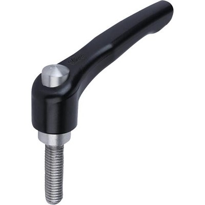 KIPP - KLEMMHEBEL MIT SCHUTZKAPPE GR.3 M08X50, ZINK SCHWARZ RAL9005 SEIDENMATT, KOMP:EDELSTAHL BLANK