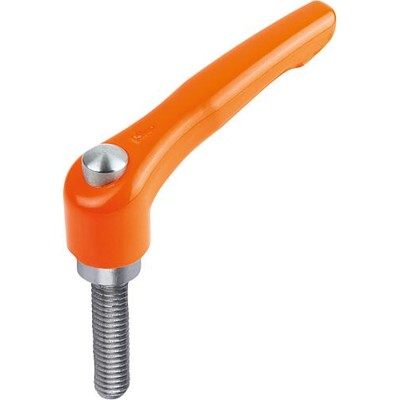 KIPP - KLEMMHEBEL MIT SCHUTZKAPPE GR.3 M08X40, ZINK ORANGE RAL2004 KUNSTSTOFFBESCHICHTET, KOMP:EDELSTAHL